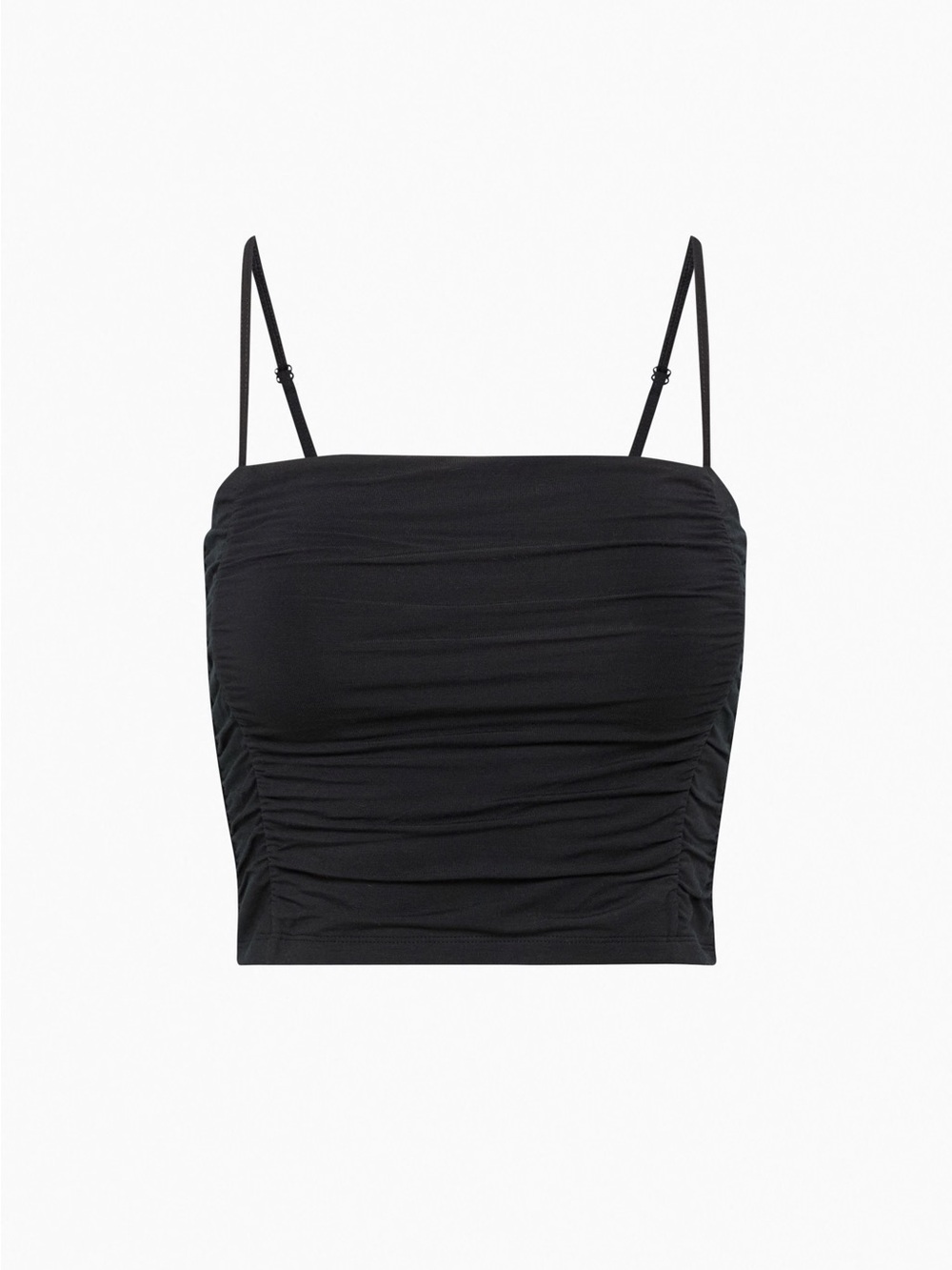 Babaton Black Ruched Square-Neck Cami